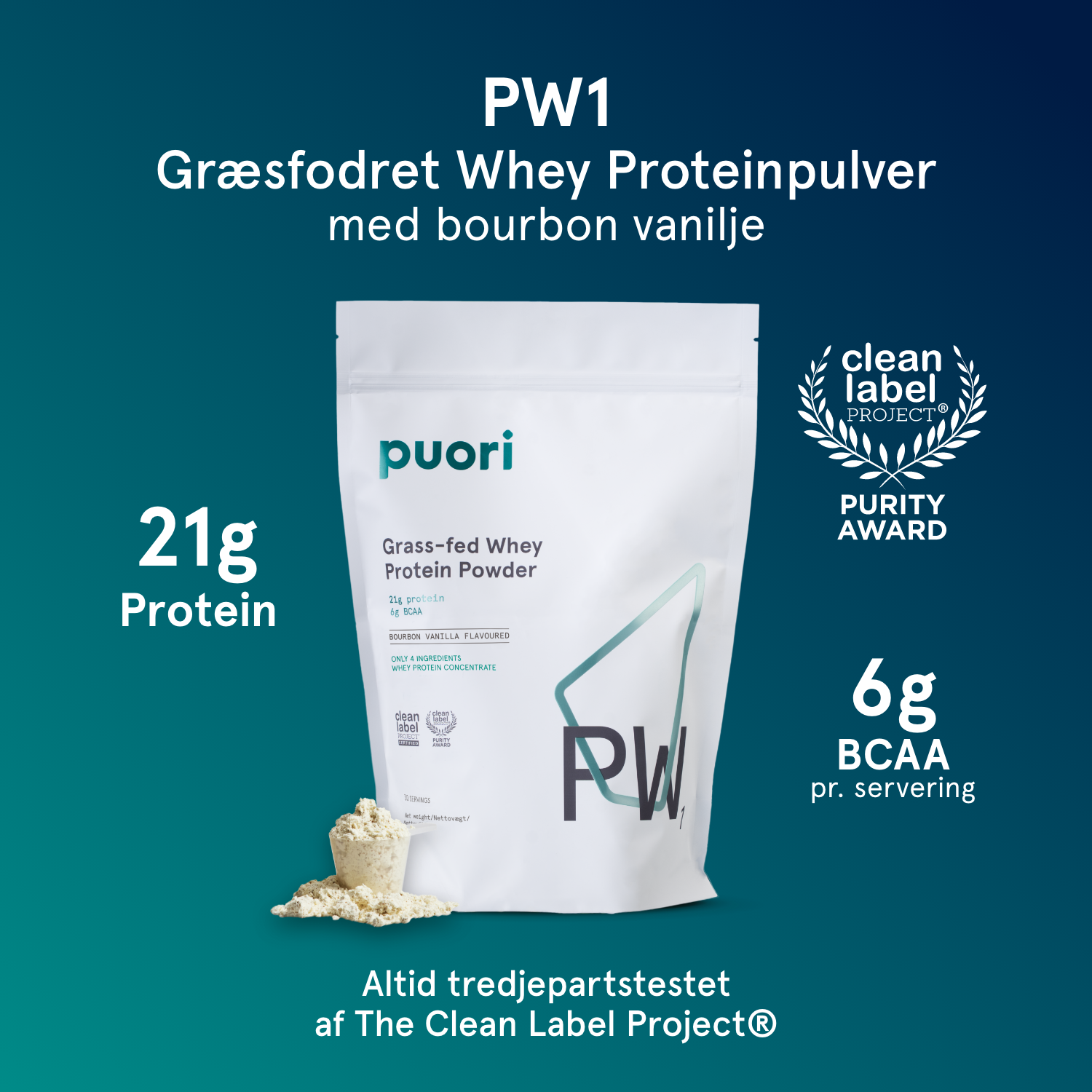 PW1 - Græsfodret Whey Proteinpulver med bourbon vanilje